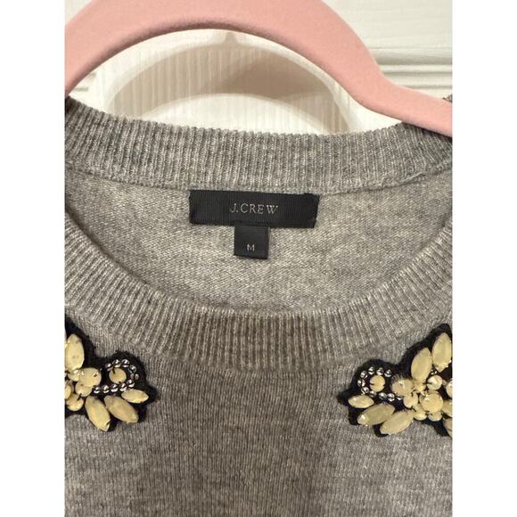 J. Crew Wool & Viscose Blend Embellished Front Jeweled Sweater, M - Picture 3 of 6